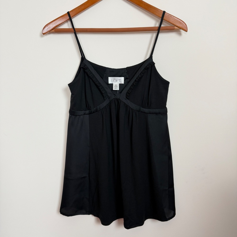 Ann Taylor LOFT Black Babydoll Camisole‎ Top XS Empire Waist NWT
